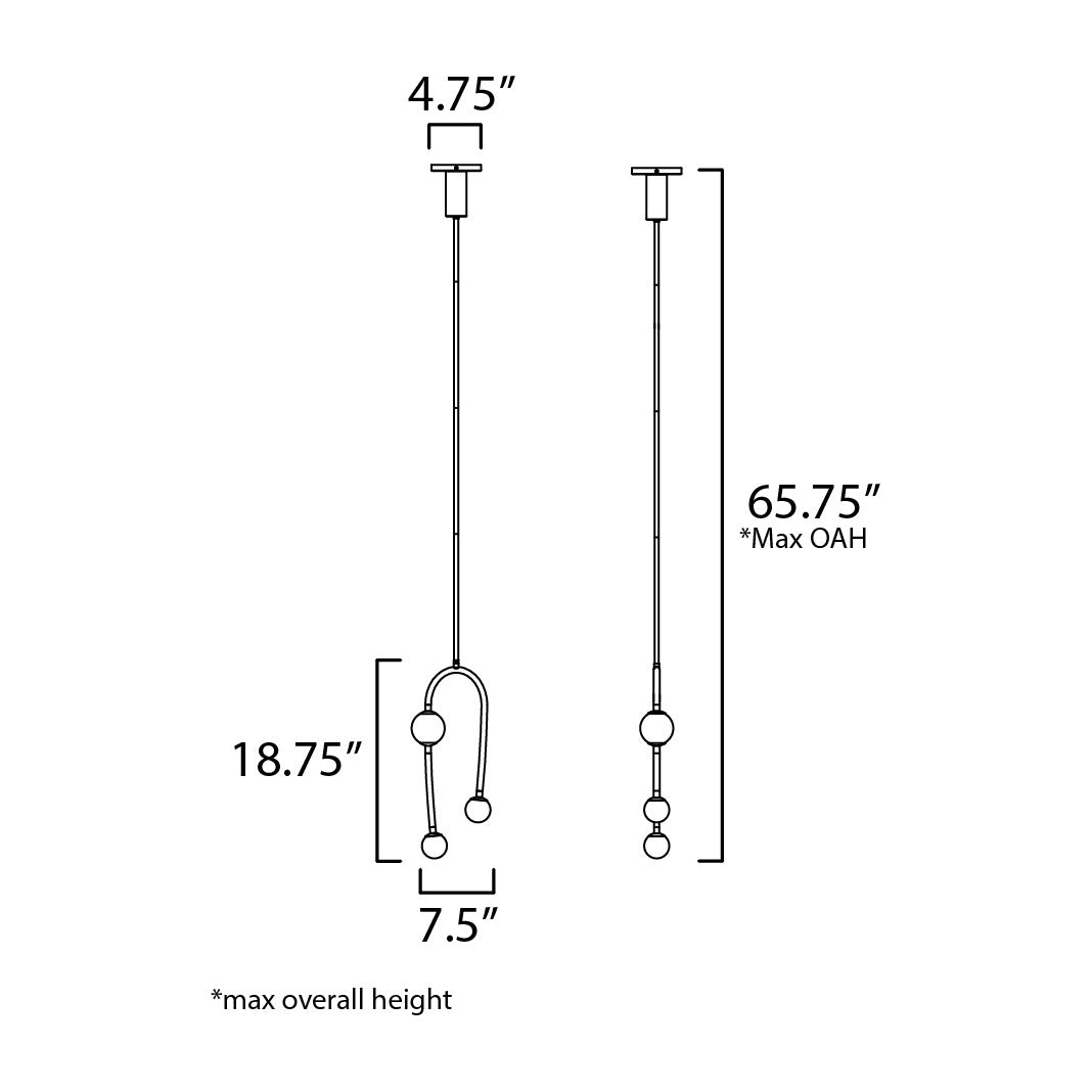 Alina 3-Light LED Pendant by Studio M Lighting – line drawing