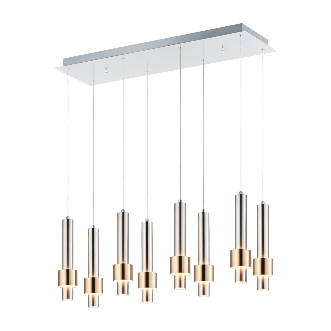 Reveal 8-Light LED Pendant by Studio M Lighting in Satin Nickel / Satin Brass