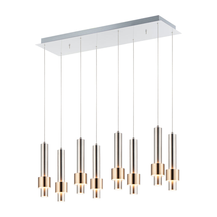 Reveal 8-Light LED Pendant by Studio M Lighting in Satin Nickel / Satin Brass