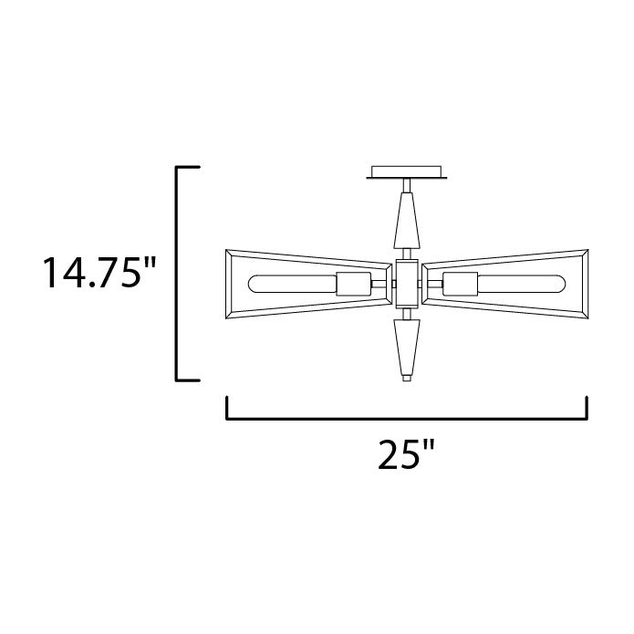 Wings 4-Light Flush Mount by Studio M Lighting – line drawing