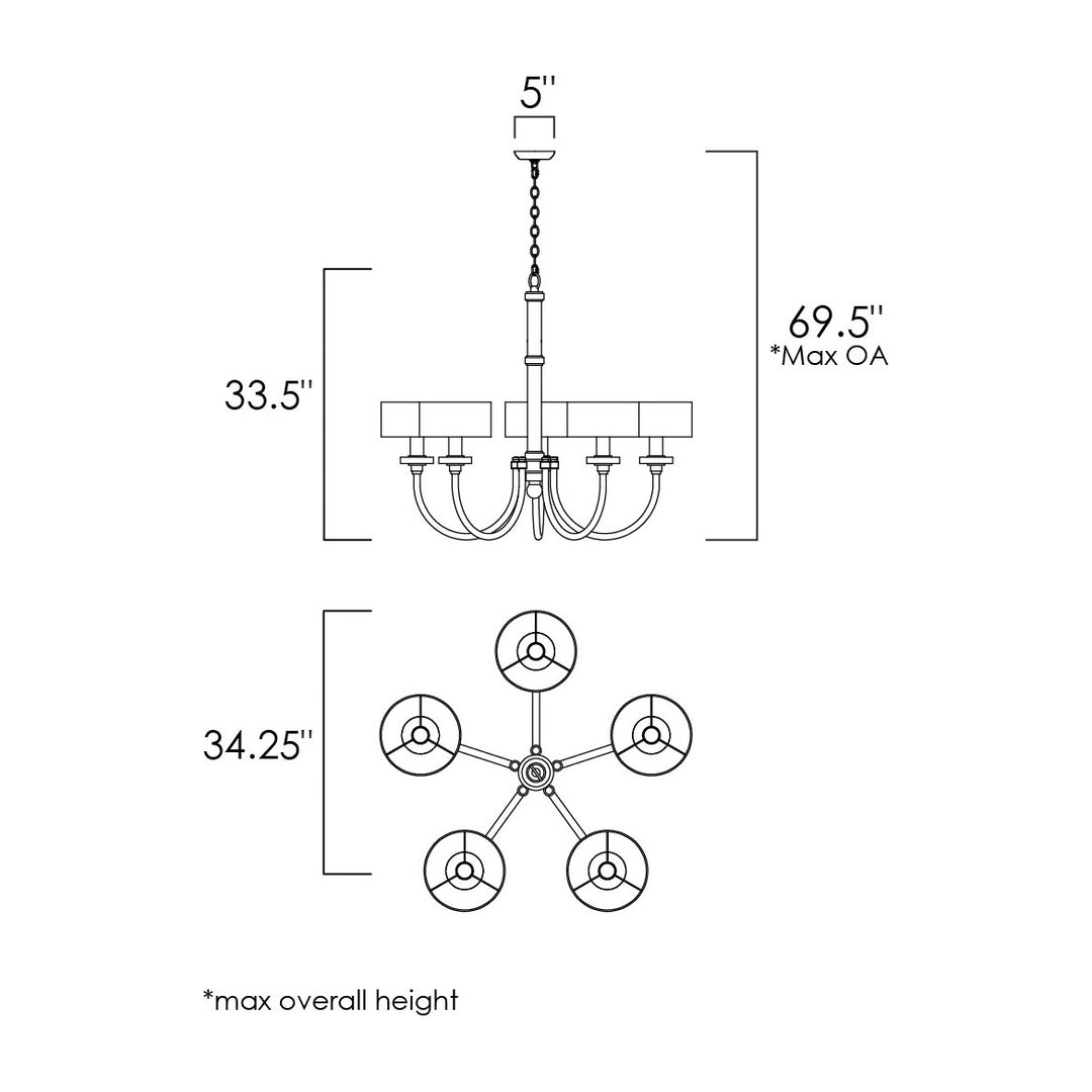 Manhattan 5-Light Chandelier by Studio M Lighting – line drawing