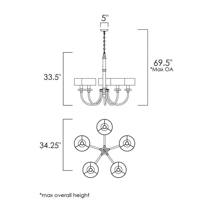 Manhattan 5-Light Chandelier by Studio M Lighting – line drawing