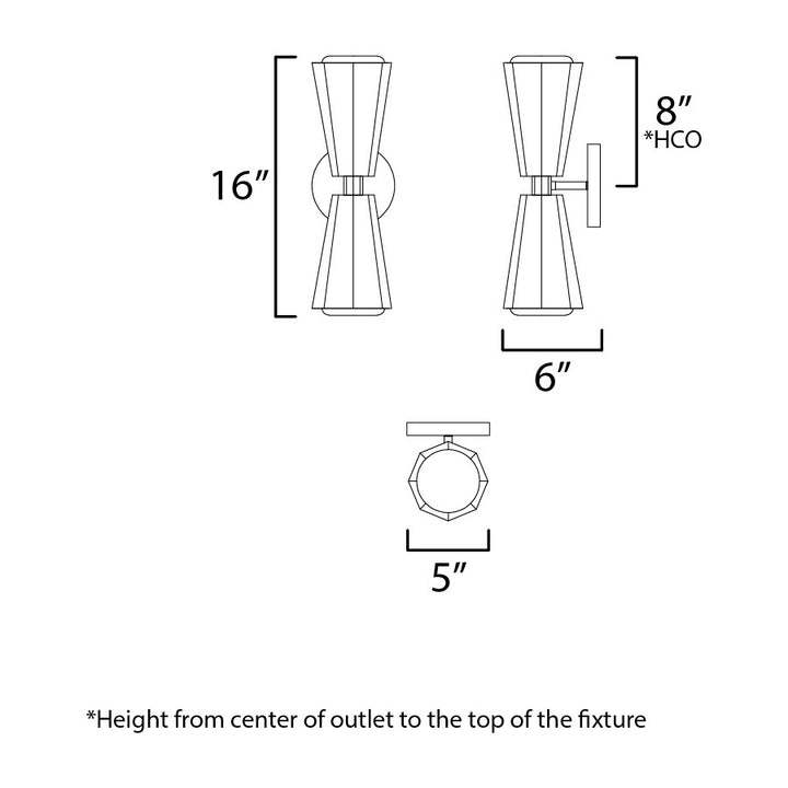 Rizzo 2-Light Wall Sconce by Studio M Lighting – line drawing