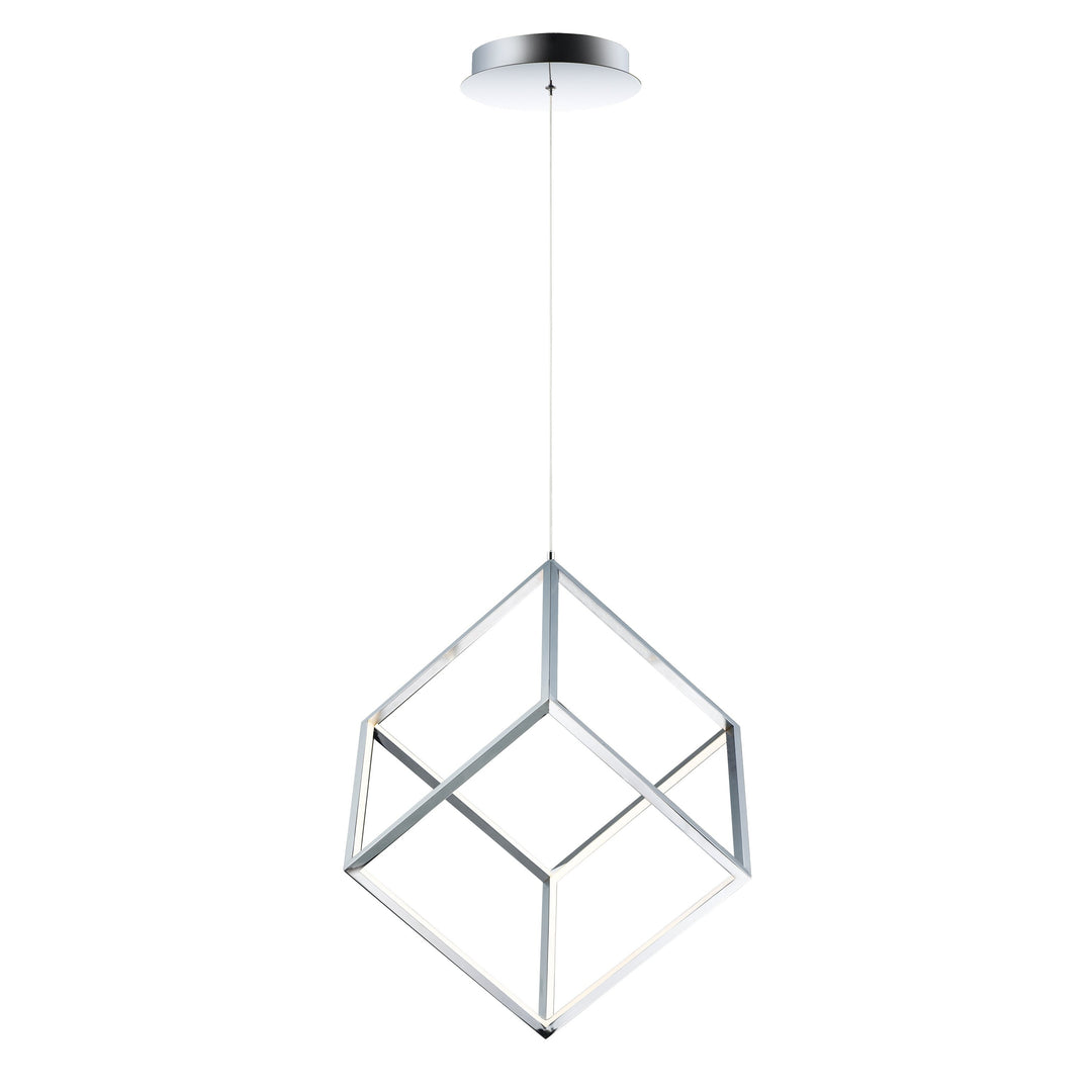 4 Square 1-Light LED Pendant by ET2 Lighting in Polished Chrome, front view