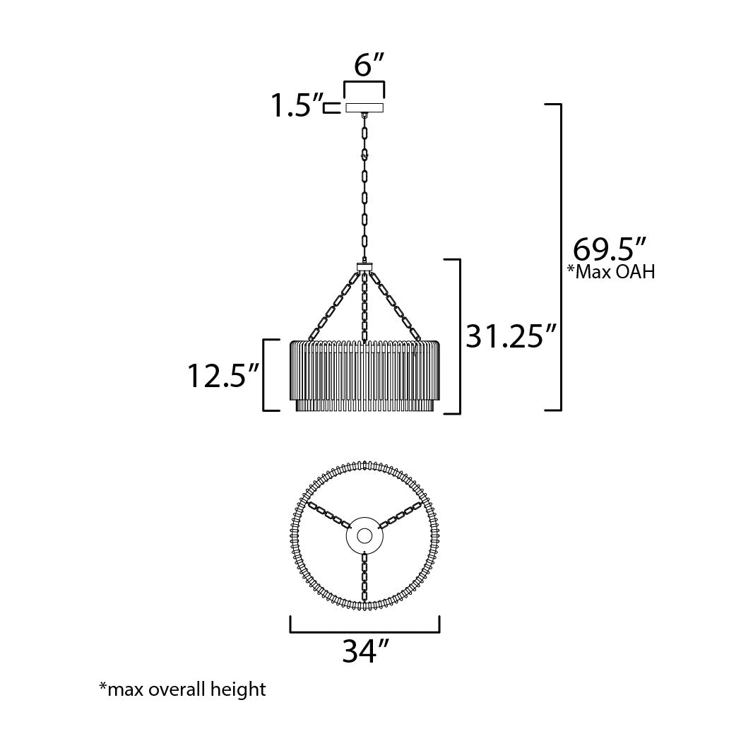 Jolie 34 LED Pendant by Studio M Lighting – line drawing