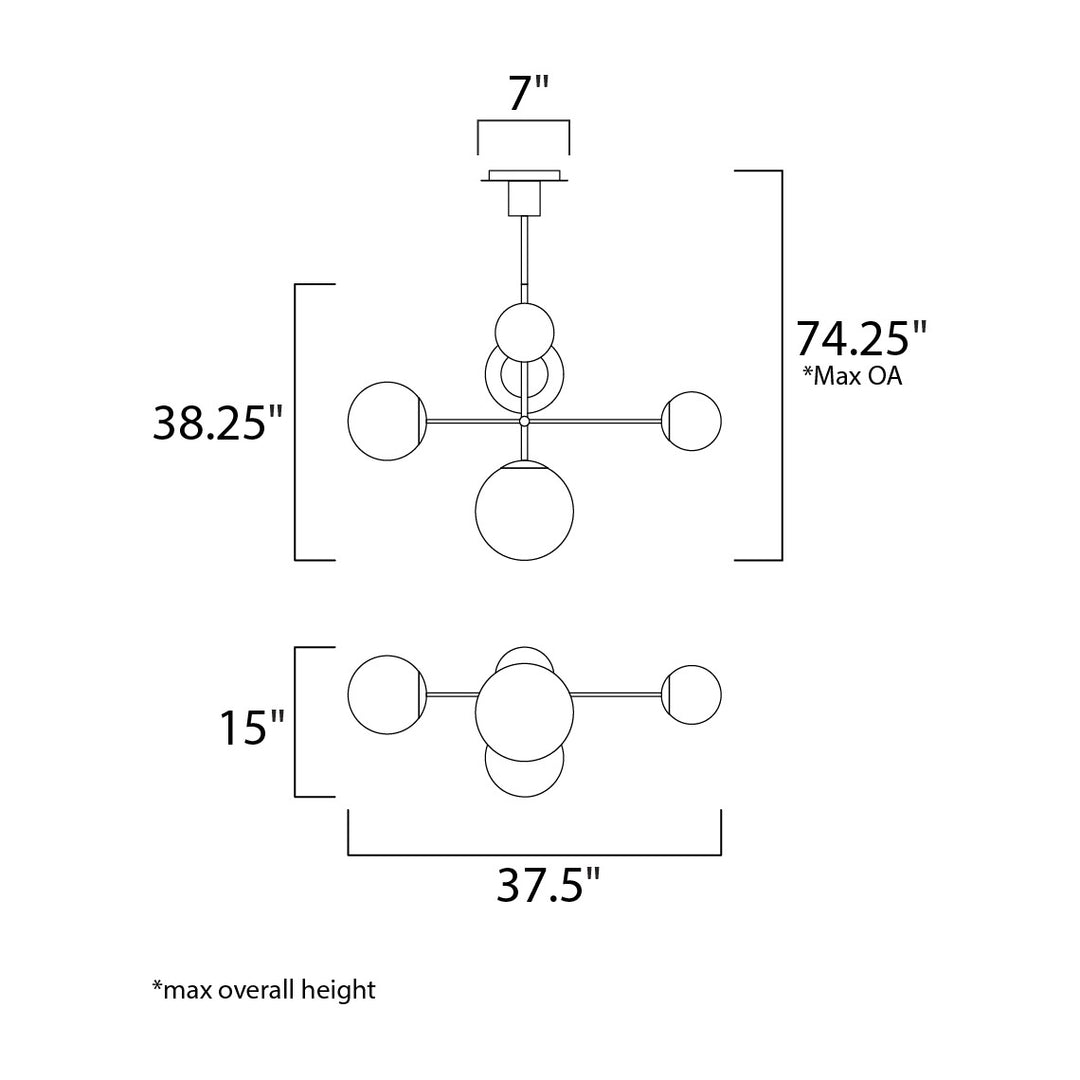Vesper 5-Light pendant by Studio M Lighting – line drawing