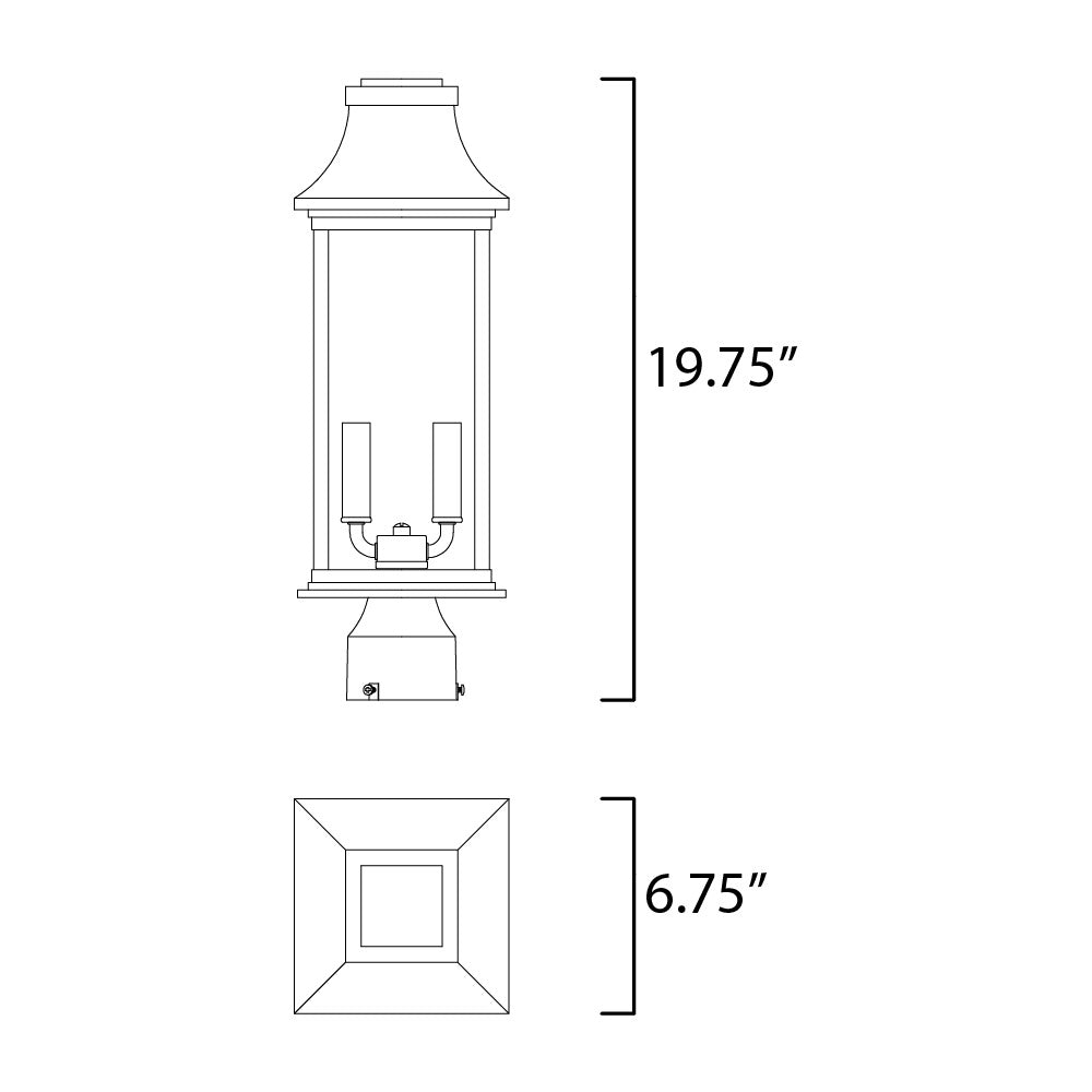Vicksburg 2-Light Outdoor Post Mount by Studio M Lighting – line drawing