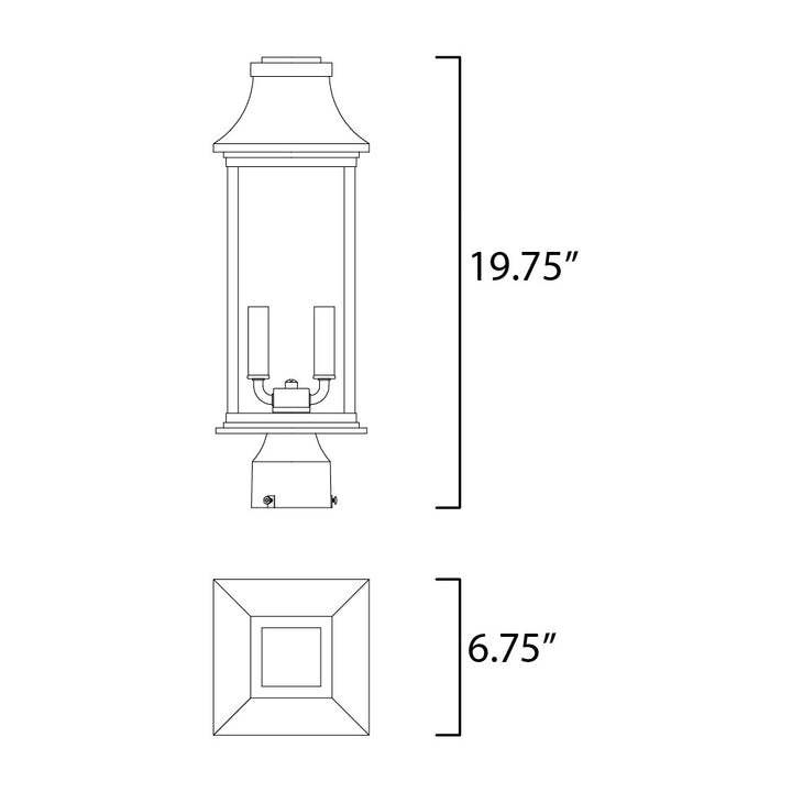Vicksburg 2-Light Outdoor Post Mount by Studio M Lighting – line drawing