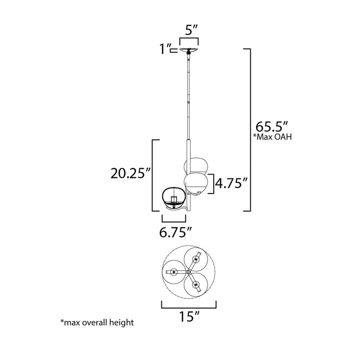 Lucerne 3-Light Chandelier by Studio M Lighting – line drawing
