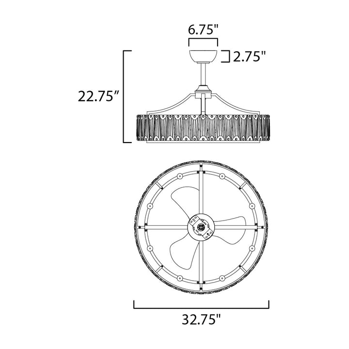 Odeon 8-Light WiFi-enabled LED Fandelight by Studio M Lighting – line drawing