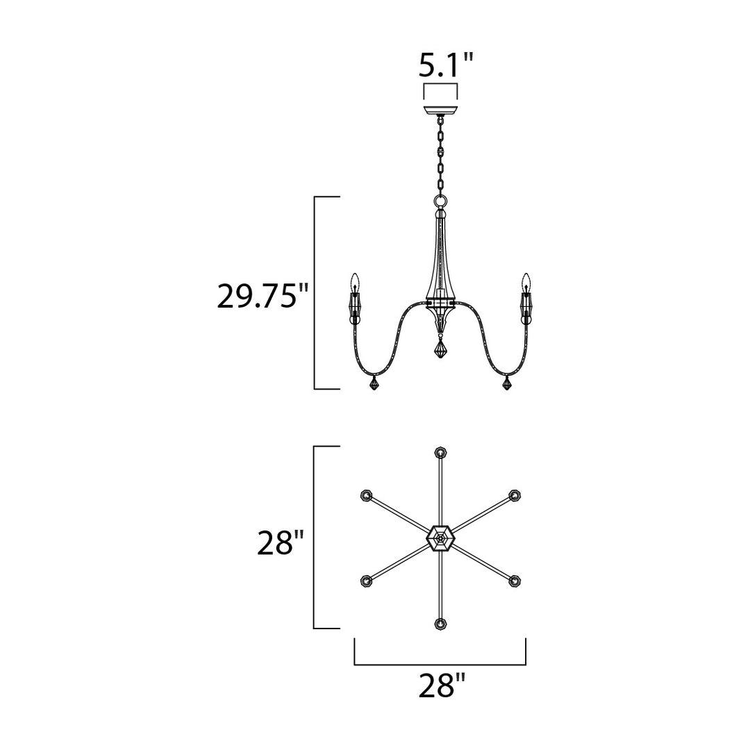 Brut 6-Light Chandelier by Studio M Lighting – line drawing
