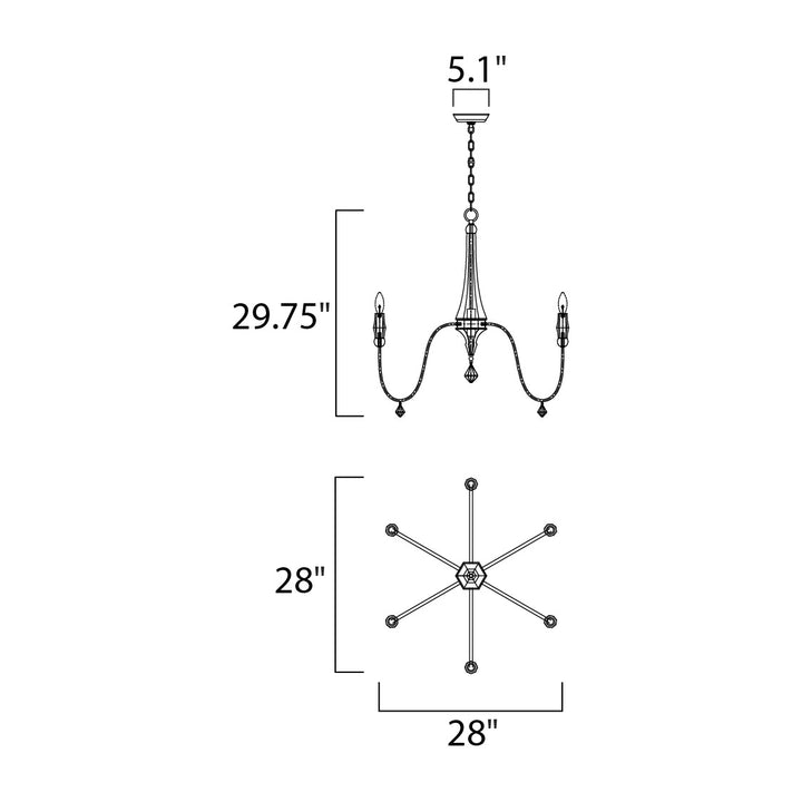 Brut 6-Light Chandelier by Studio M Lighting – line drawing