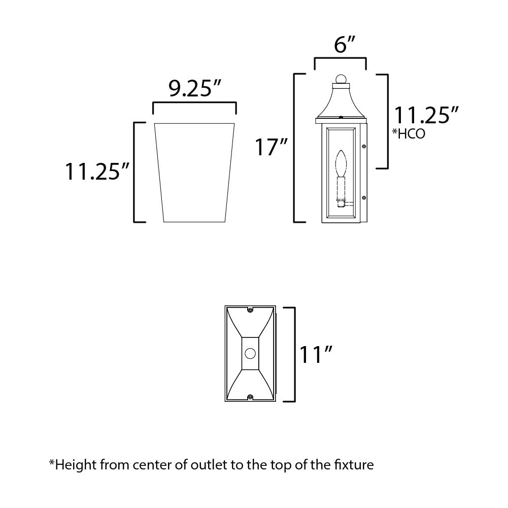 Sutton Place VX 2-Light Pocket Sconce by Studio M Lighting – line drawing