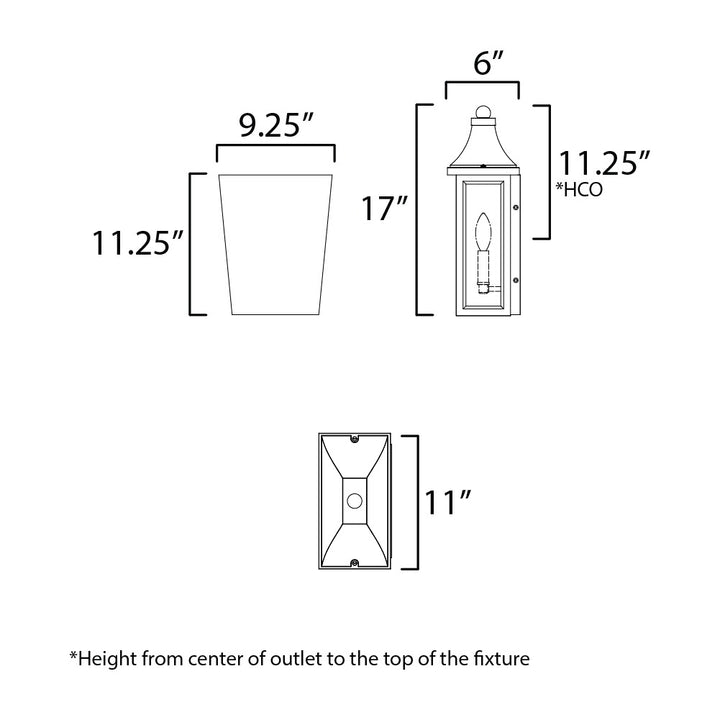 Sutton Place VX 2-Light Pocket Sconce by Studio M Lighting – line drawing