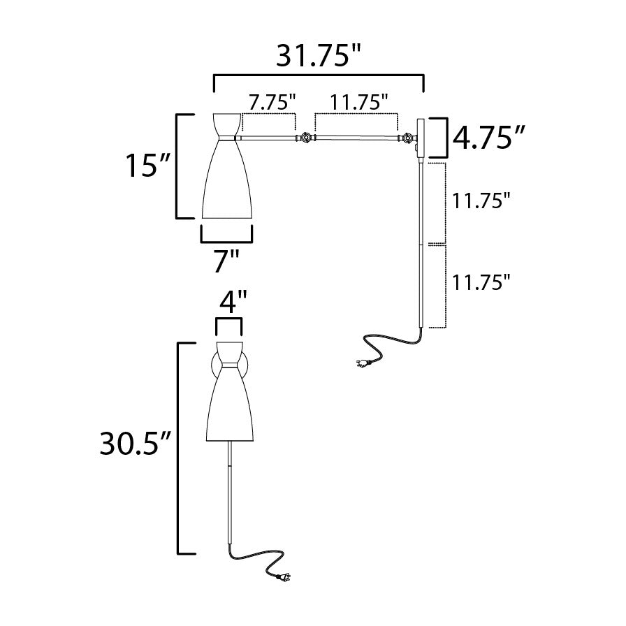 Carillon Articulating Wall Sconce by Studio M Lighting – line drawing