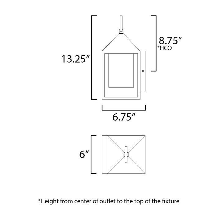 Aldous 1-Light Small Outdoor Sconce by Studio M Lighting – line drawing