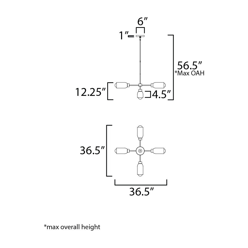 Pompeii 5-Light Pendant by Studio M Lighting – line drawing