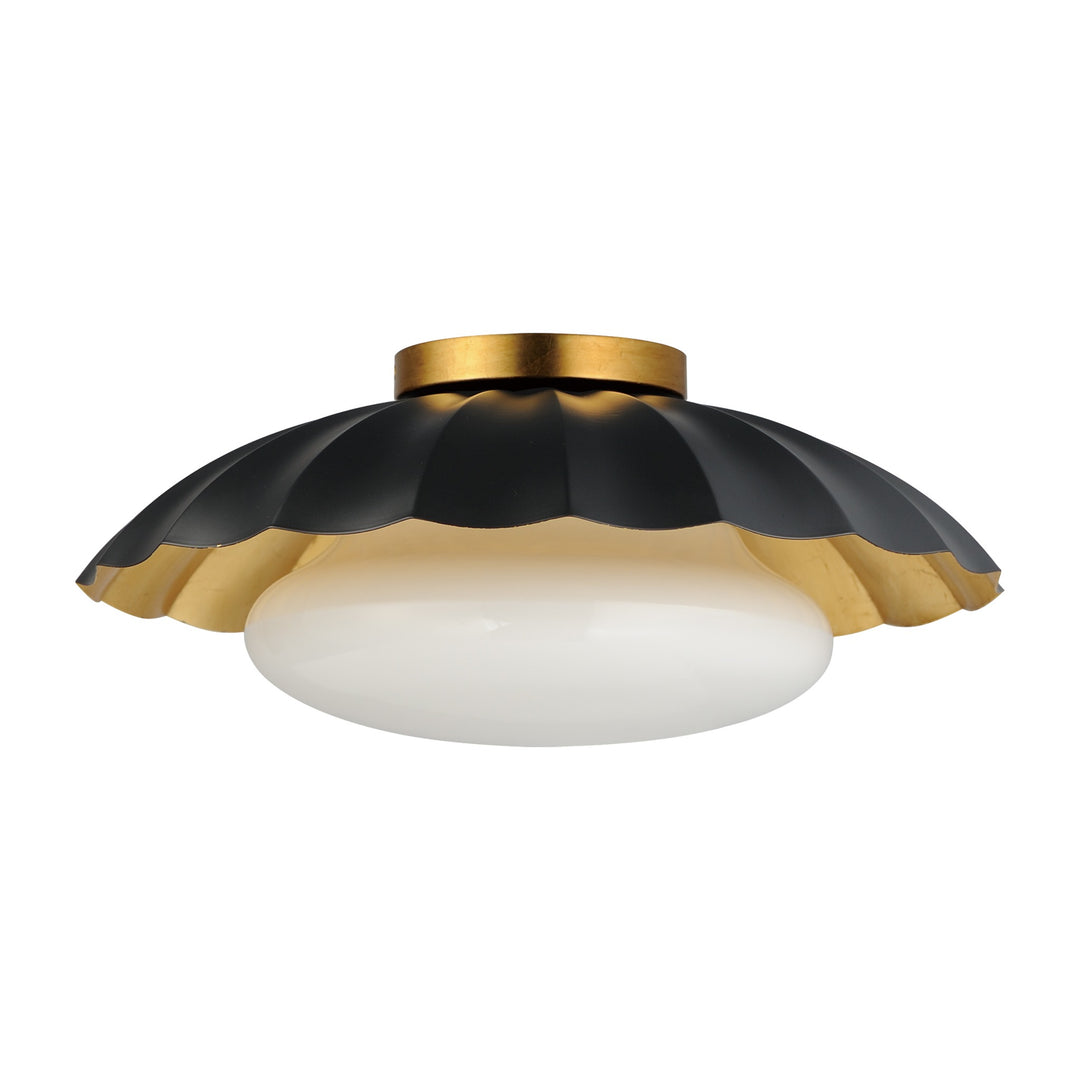 Primrose 1-Light Flush Mount by Studio M Lighting in Black / Gold Leaf