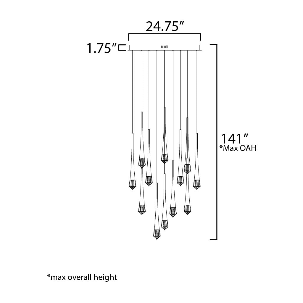Pierce 12-Light LED Pendant by Studio M Lighting – line drawing