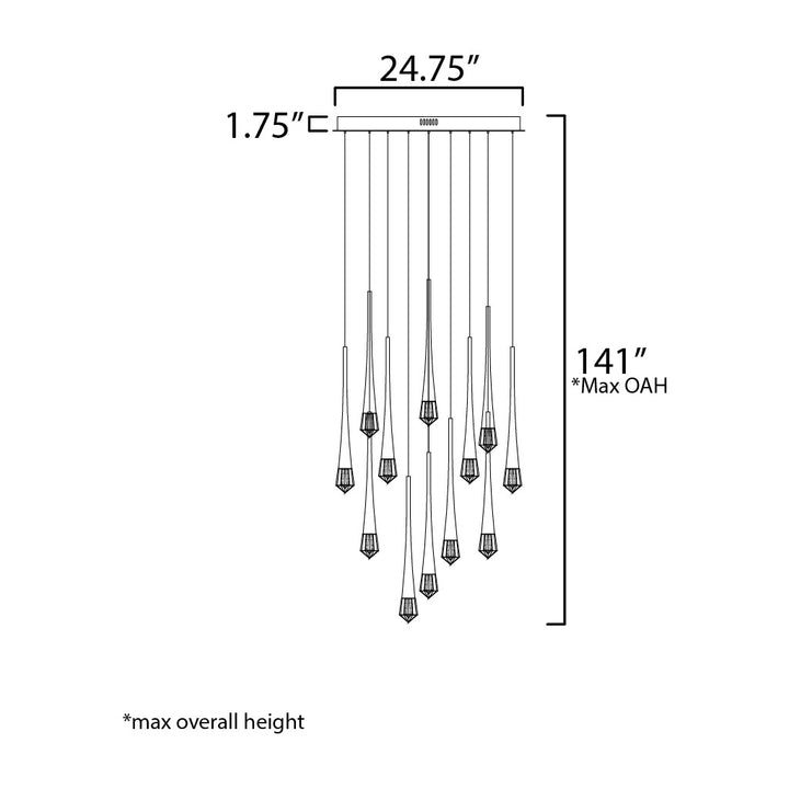 Pierce 12-Light LED Pendant by Studio M Lighting – line drawing