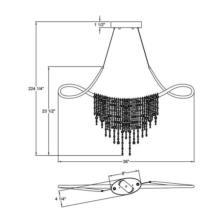 Cradle 5-Light Linear Chandelier by Studio M Lighting – line drawing