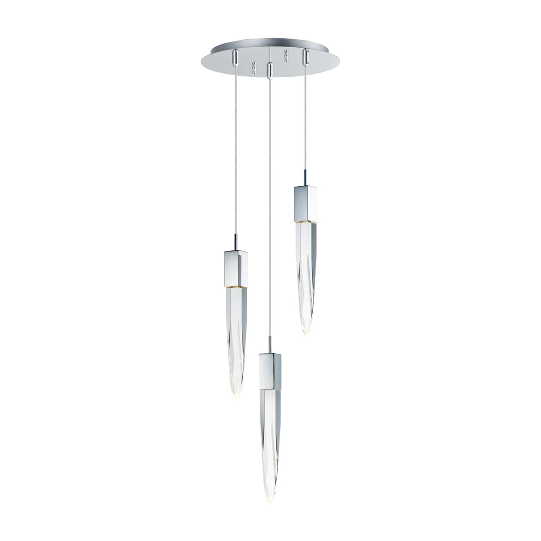 Quartz LED 3-Light Pendant by Studio M Lighting in Polished Chrome