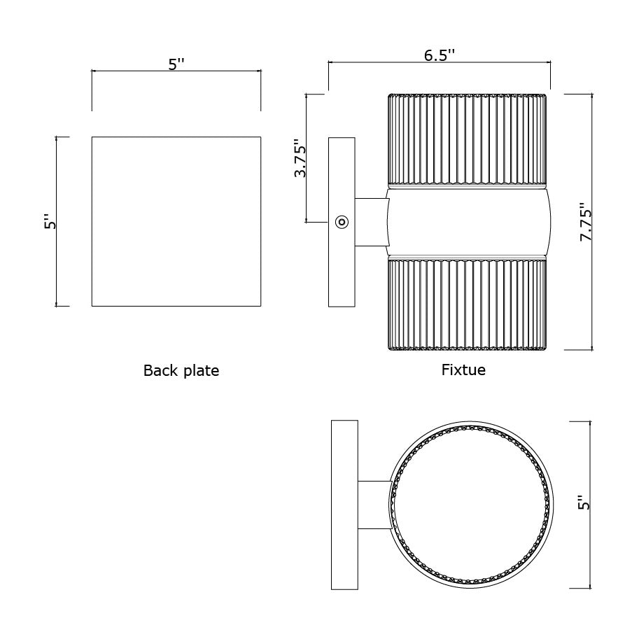 Modular 2-Light LED Outdoor by Studio M Lighting – line drawing