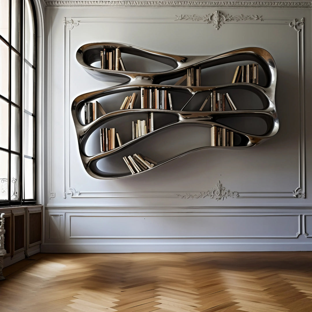 Chrome Mirage Hanging Bookshelf by Interior Moderna