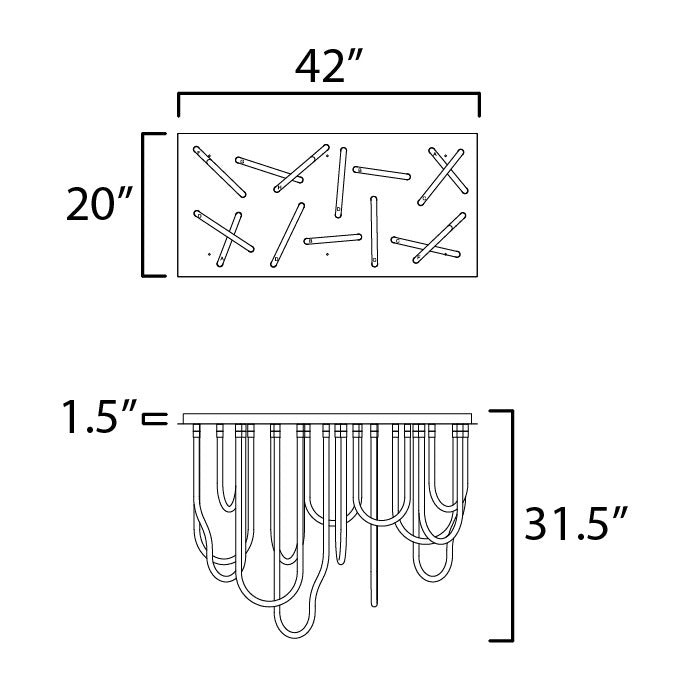 Soleil 14-Light LED SQ Flush Mount by Studio M Lighting – line drawing