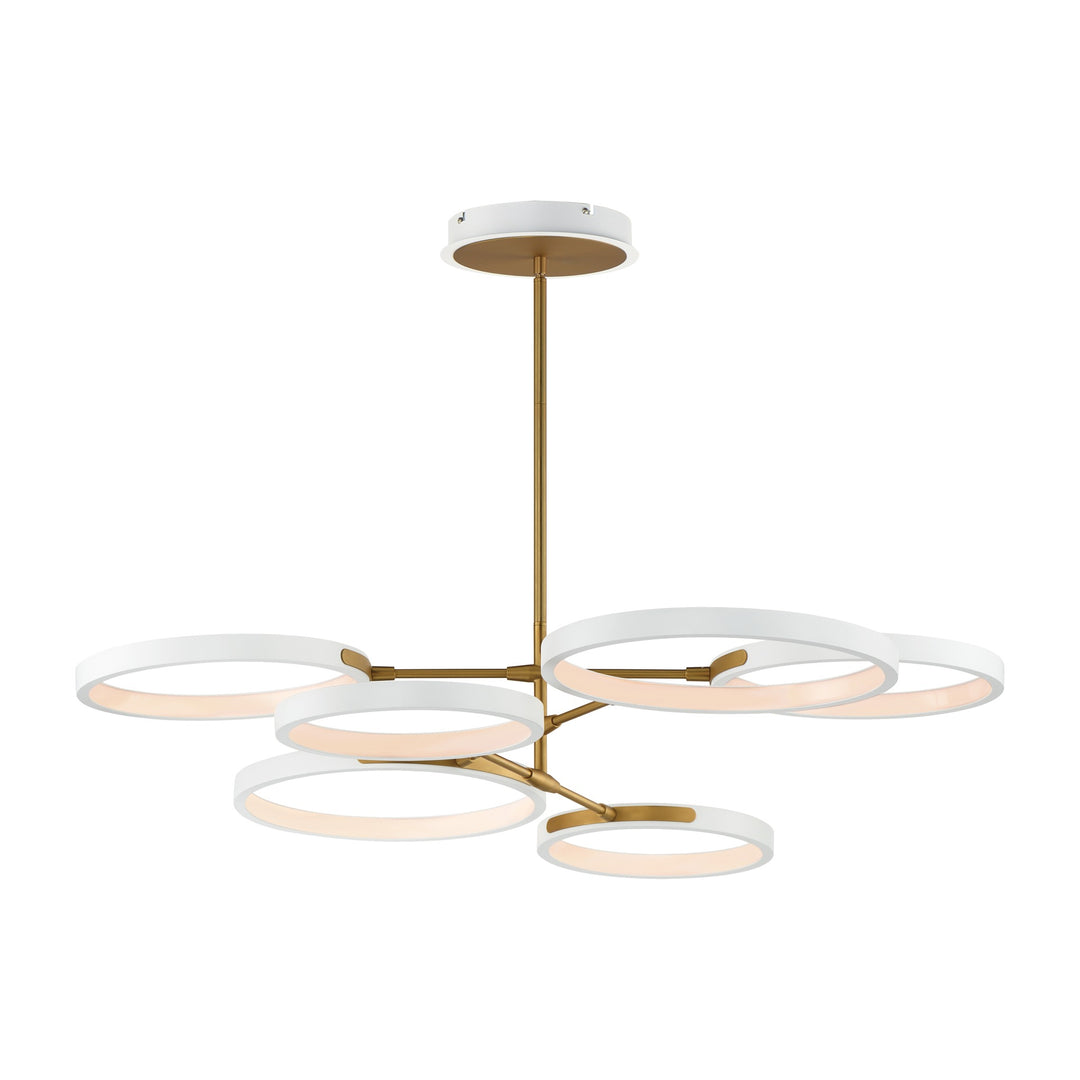 Hoopla 6-Light LED Pendant 254328 by Studio M Lighting in White/Gold