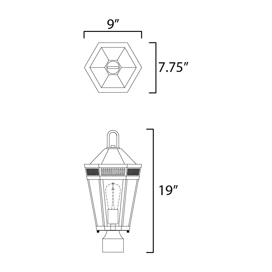 Oxford Outdoor 1-Light Post by Studio M Lighting – line drawing