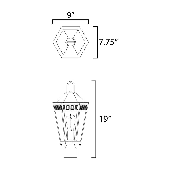 Oxford Outdoor 1-Light Post by Studio M Lighting – line drawing