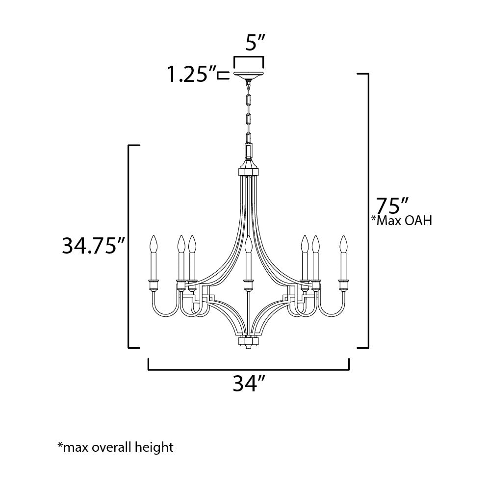 Normandy 8-Light Chandelier by Studio M Lighting – line drawing
