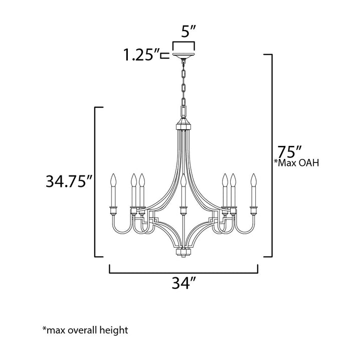 Normandy 8-Light Chandelier by Studio M Lighting – line drawing