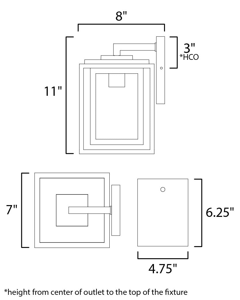 Cabana 1-Light Outdoor Sconce by Studio M Lighting – line drawing