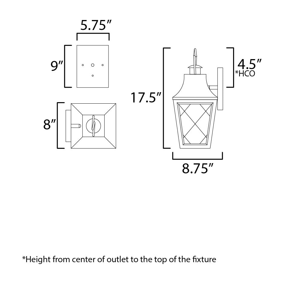 Storybook 1-Light Outdoor Wall Sconce by Studio M Lighting – line drawing