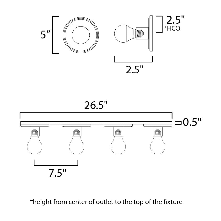 Hollywood 3-Light Sconce by Studio M Lighting – line drawing