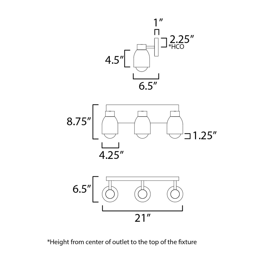 Pompeii 3-Light Bath Vanity by Studio M Lighting – line drawing