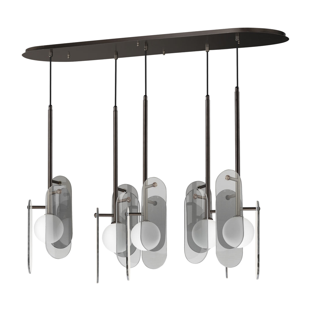 Megalith - Glass Megalith 5-Light Pendant by Studio M Lighting in Brushed Bronze