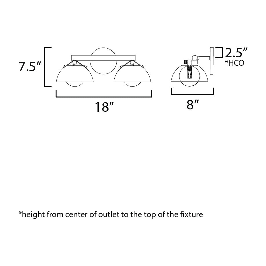 Domain 2-Light Wall Sconce by Studio M Lighting – line drawing