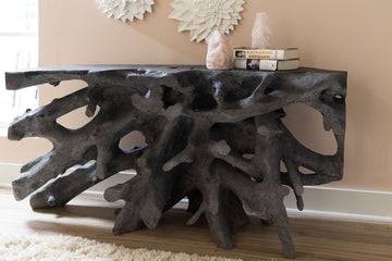 Beau Cast Root Console Table Charcoal Stone Consoles Phillips Collection