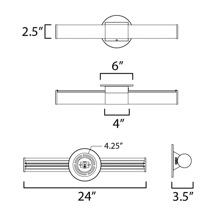 Tubo 24" LED Bath Vanity by Studio M Lighting – line drawing