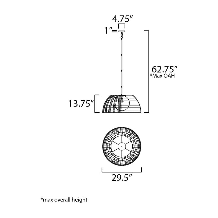 Macrame 1-Light Pendant by Studio M Lighting – line drawing