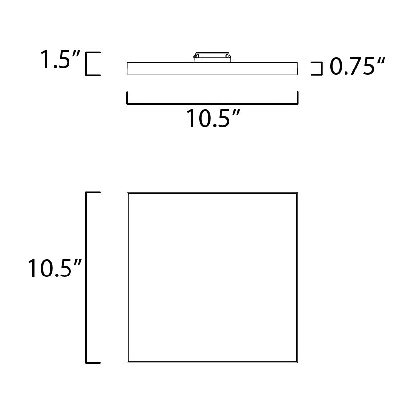 Trim 10.5" SQ LED Flush Mount 3000K by Studio M Lighting – line drawing