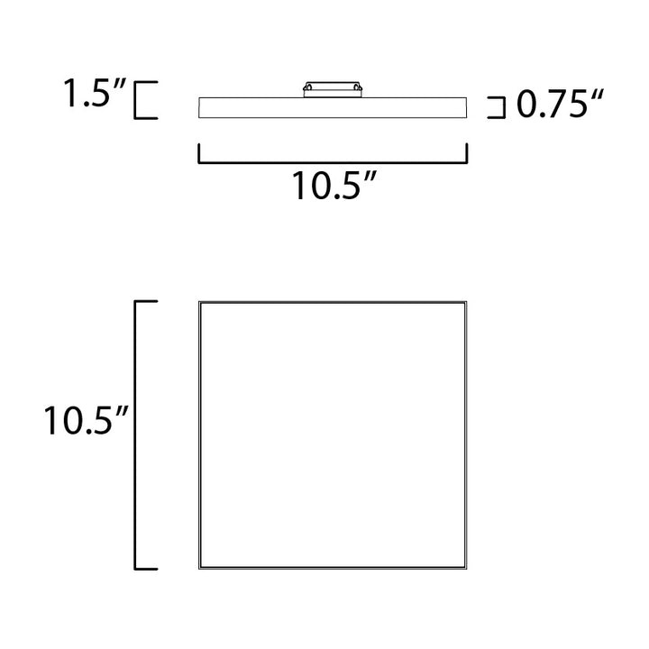 Trim 10.5" SQ LED Flush Mount 3000K by Studio M Lighting – line drawing