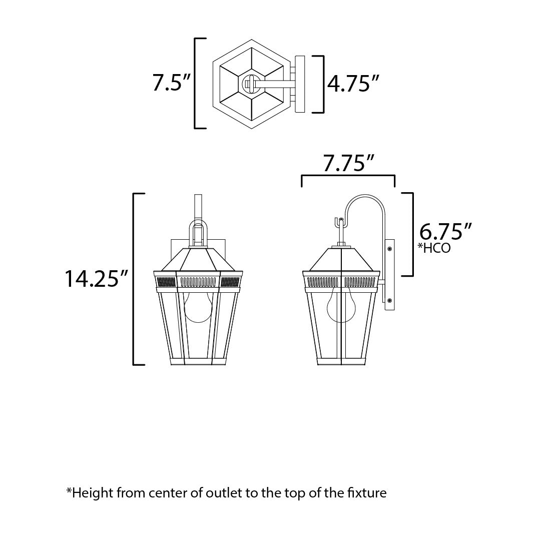 Oxford Outdoor 1-Light Wall Sconce by Studio M Lighting – line drawing