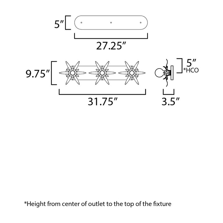 Paloma 3-Light Sconce by Studio M Lighting – line drawing