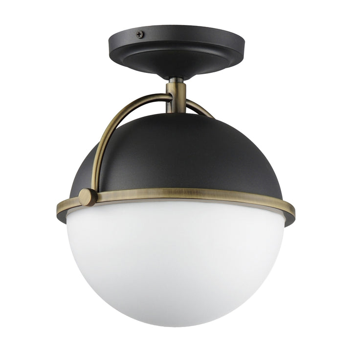 Duke 1-Light Semi Flush Mount by Studio M Lighting in Black/Weathered Brass