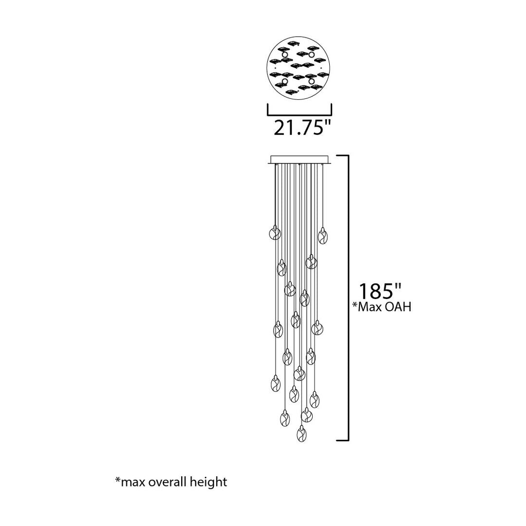 Pebble 18-Light LED Pendant by Studio M Lighting – line drawing