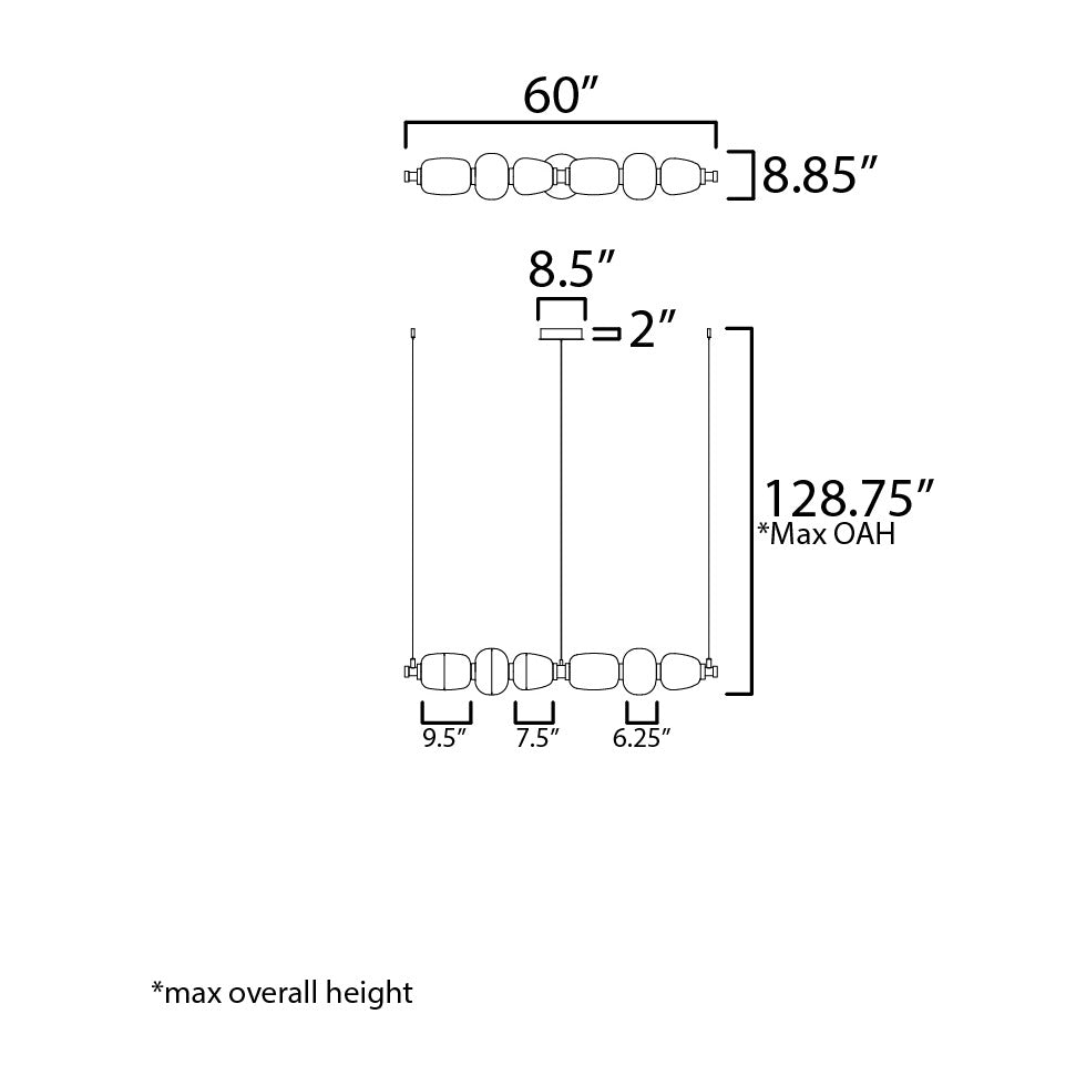 Soji 60 LED Linear Pendant by Studio M Lighting – line drawing